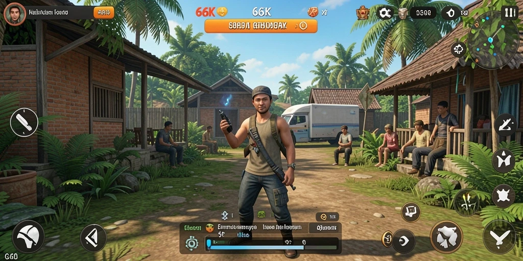 Tangkapan layar gameplay 66K yang menunjukkan berbagai aktivitas simulasi kehidupan.