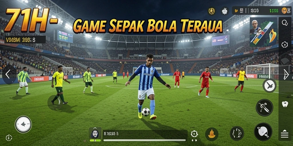 Tangkapan layar permainan 71H yang menampilkan aksi sepak bola seru.