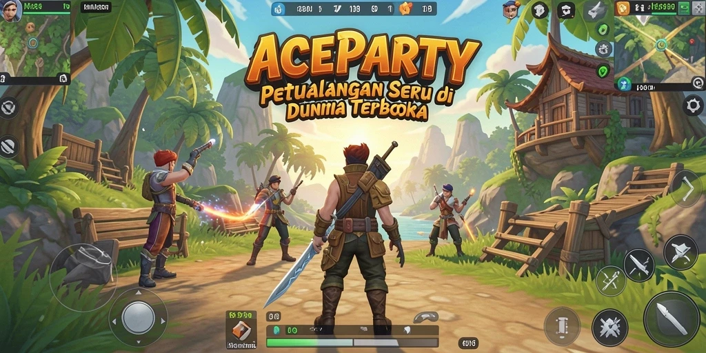 Tampilan gameplay ACEPARTY yang memukau di dunia terbuka.