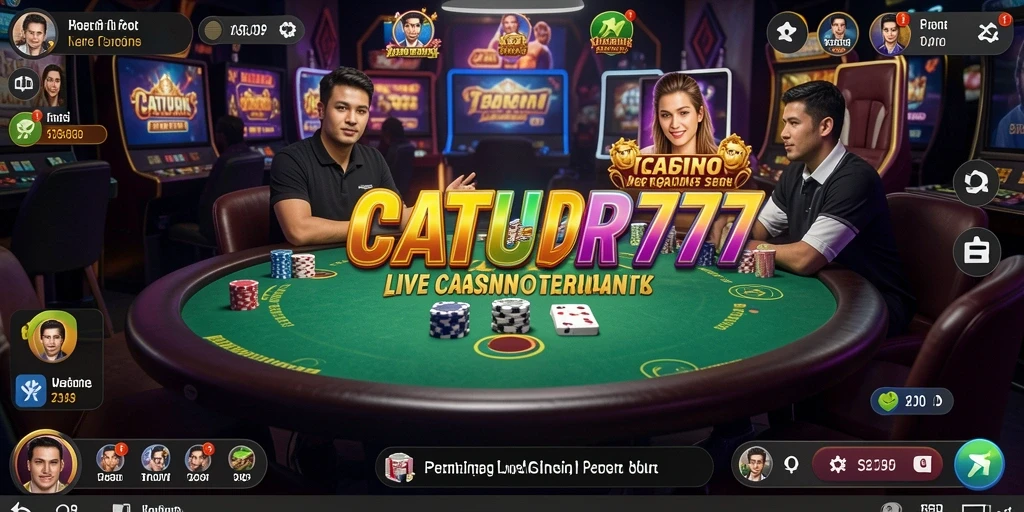 Tampilan antarmuka CATUR777 yang menarik dengan dealer live di game.