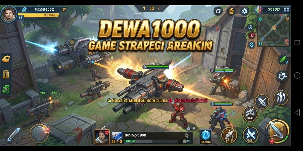 Screenshot gameplay DEWA1000 menampilkan pertempuran strategis yang mendebarkan.