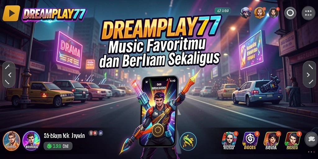 Screeenshot DREAMPLAY77 menampilkan gameplay interaktif musik yang mengasyikkan.