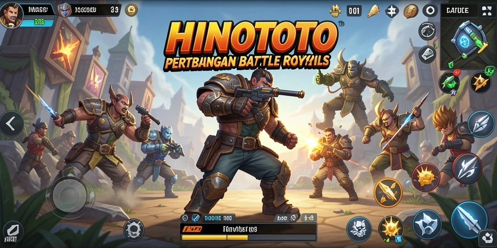 Gameplay HINOTOTO yang intens dalam pertarungan Battle Royale.