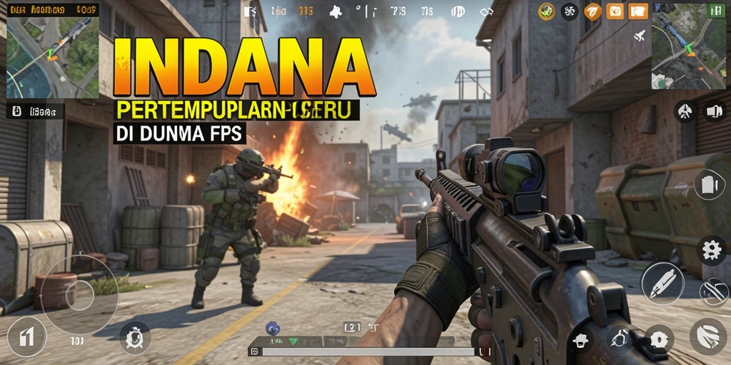 Tangkapan layar gameplay INDAAA yang menunjukkan aksi tembak-menembak seru.