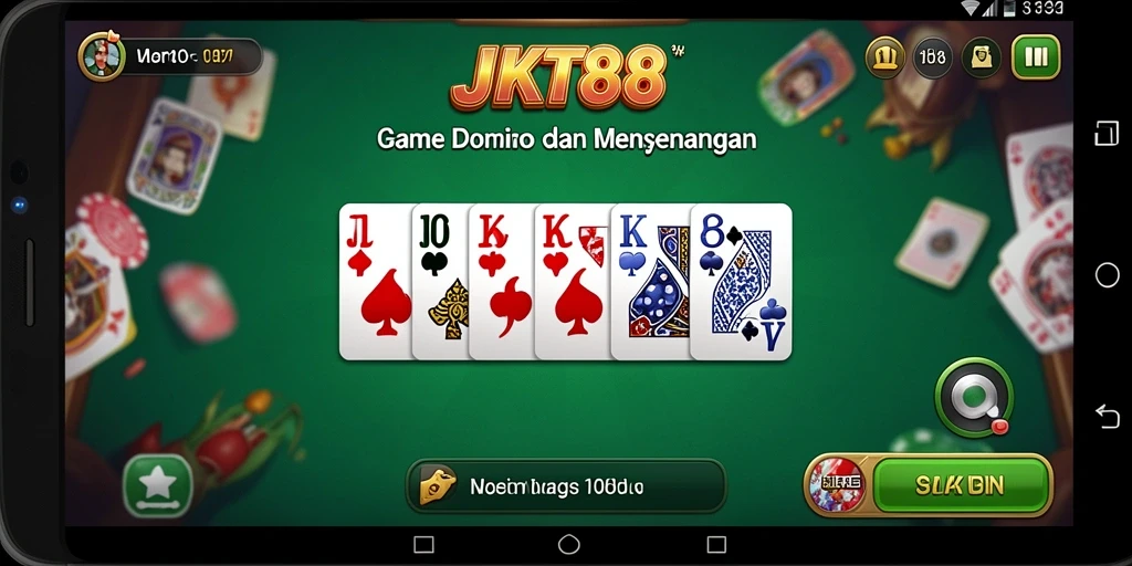 Tampilan gameplay seru JKT88 dengan pemain bersaing di meja Domino.