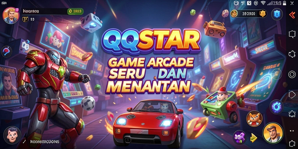 Screenshot QQSTAR menampilkan gameplay Arcade yang seru dan mengasyikkan.
