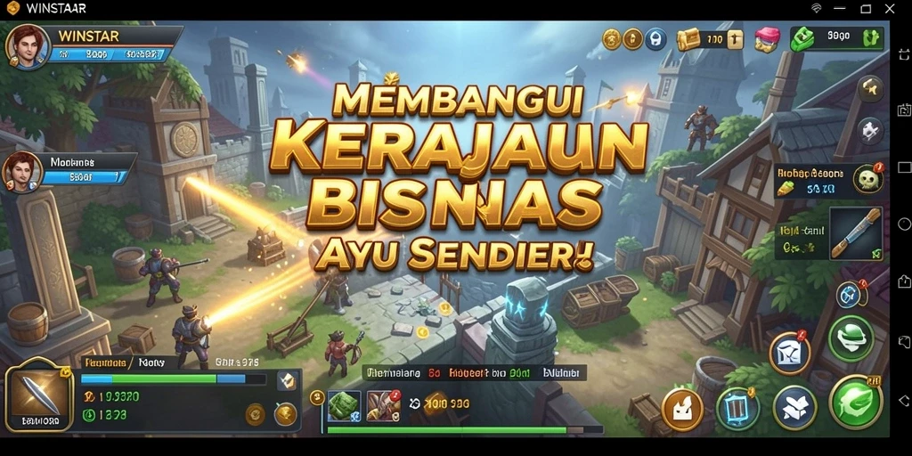 Screenshot gameplay <strong>WINSTAR</strong> menampilkan aksi membangun kerajaan bisnis yang dinamis.