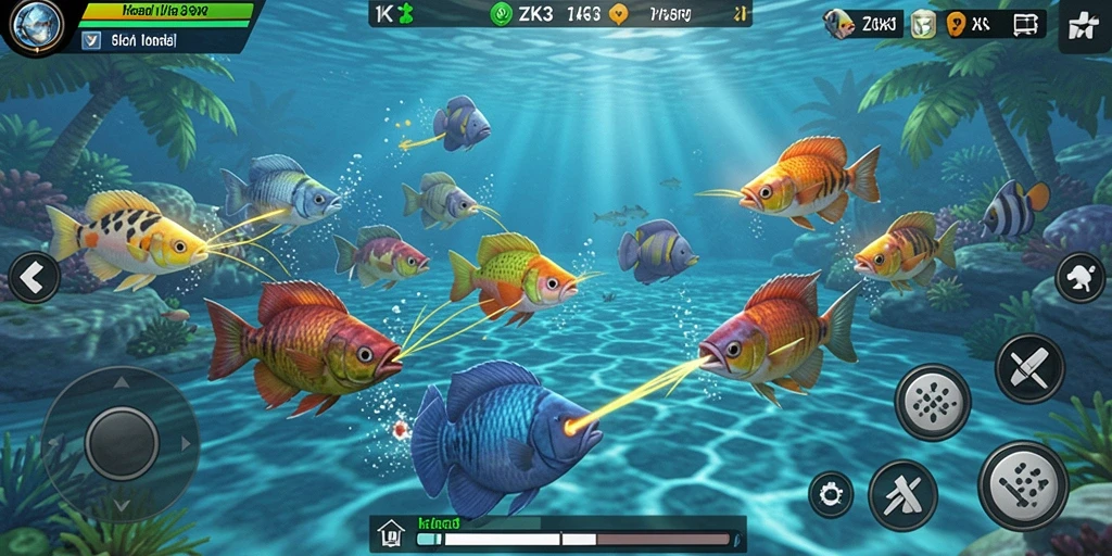 Tampilan gameplay ZK3 yang mengasyikkan saat menangkap ikan.